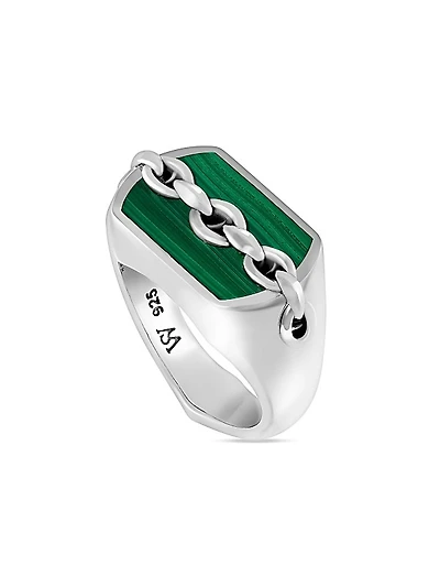 Inline Razer Sterling Silver & Malachite Signet Ring