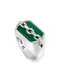 Inline Razer Sterling Silver & Malachite Signet Ring