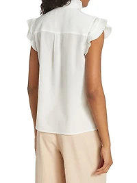 The Chloe Silk Pleated Ruffled Blouse