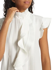 The Chloe Silk Pleated Ruffled Blouse