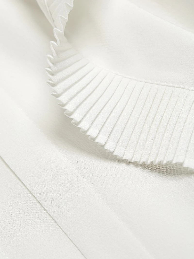 The Chloe Silk Pleated Ruffled Blouse