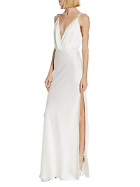 Vick V-Neck Satin Gown