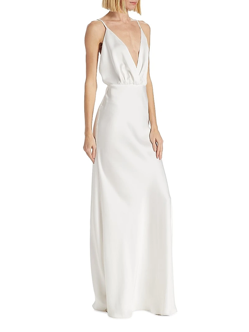 Vick V-Neck Satin Gown