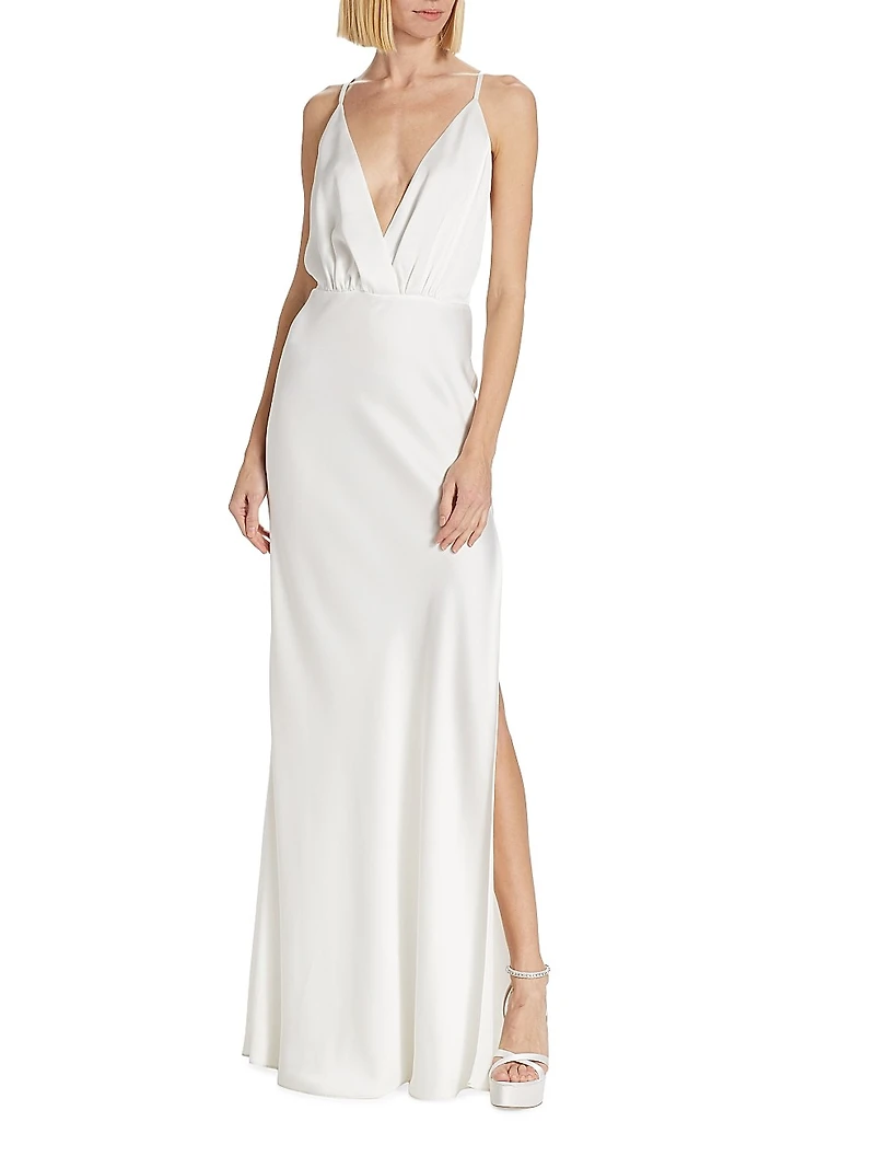 Vick V-Neck Satin Gown