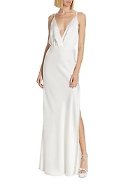 Vick V-Neck Satin Gown