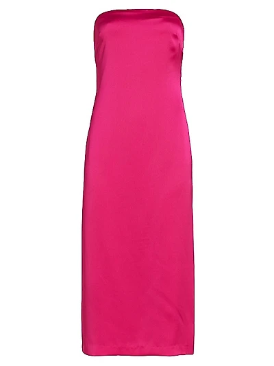 Lisa Strapless Satin Midi-Dress