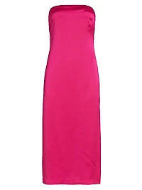 Lisa Strapless Satin Midi-Dress