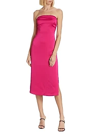 Lisa Strapless Satin Midi-Dress