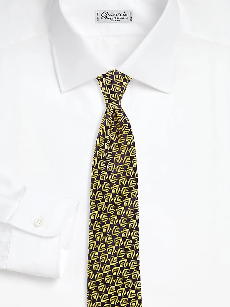 Geometric Shaded Stripe Silk Jacquard Tie