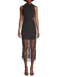 Audrina Pearl Mesh Midi-Dress