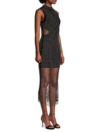 Audrina Pearl Mesh Midi-Dress