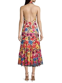 Penelope Floral Embroidered Halter Dress