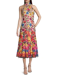 Penelope Floral Embroidered Halter Dress