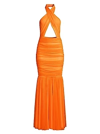 Halter Neck Cut-Out Mermaid Gown