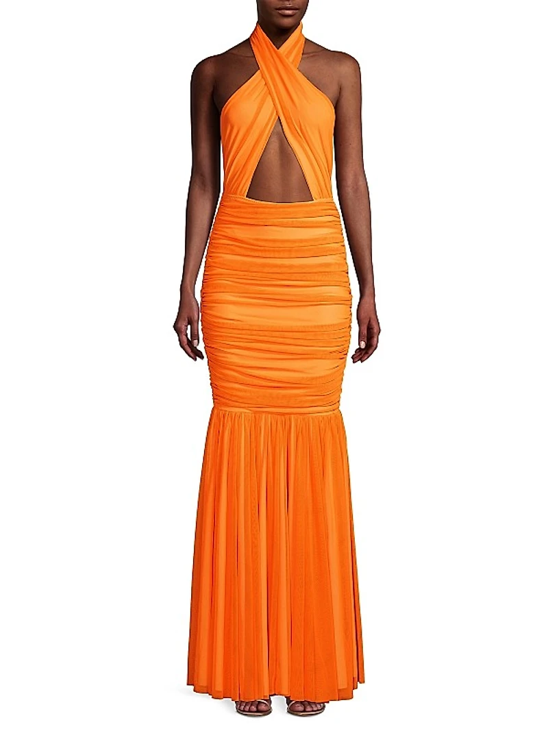 Halter Neck Cut-Out Mermaid Gown