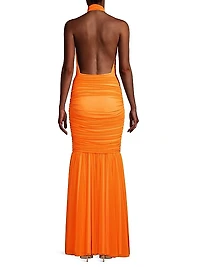 Halter Neck Cut-Out Mermaid Gown