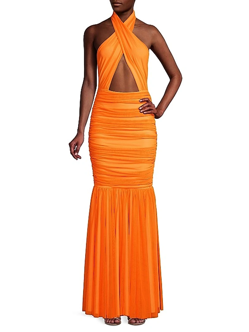 Halter Neck Cut-Out Mermaid Gown