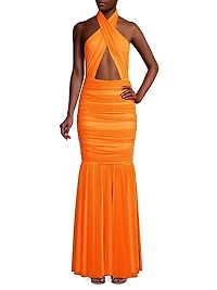 Halter Neck Cut-Out Mermaid Gown