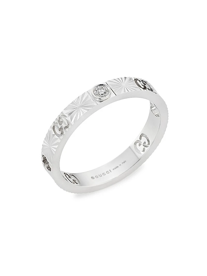 Icon 18K White Gold & 0.03 TCW Diamond Star Ring