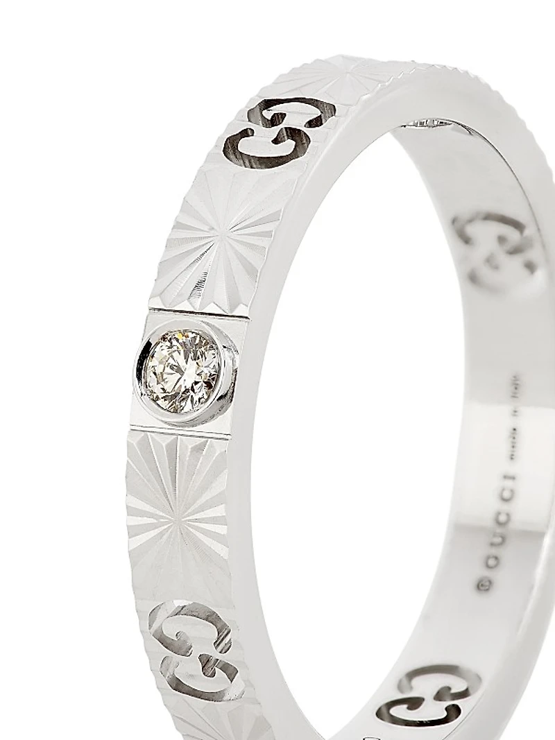 Icon 18K White Gold & 0.03 TCW Diamond Star Ring