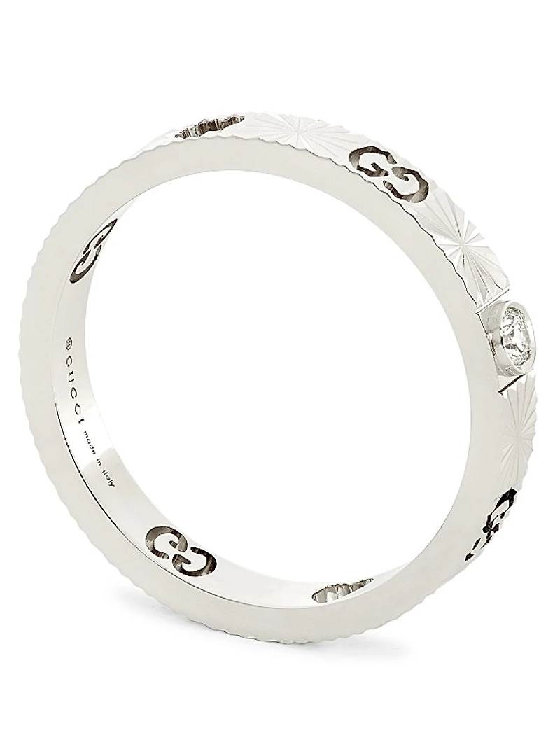 Icon 18K White Gold & 0.03 TCW Diamond Star Ring