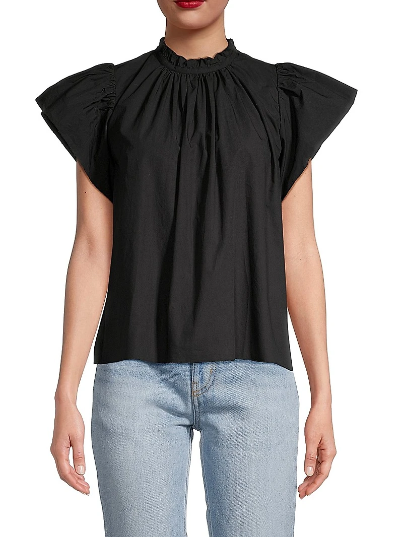 Carla Ruffle-Neck Top