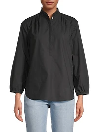 Sara B Ruffled Cotton Henley Shirt