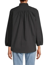 Sara B Ruffled Cotton Henley Shirt