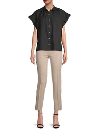 Marianne B Ruffled Cotton Button-Front Shirt