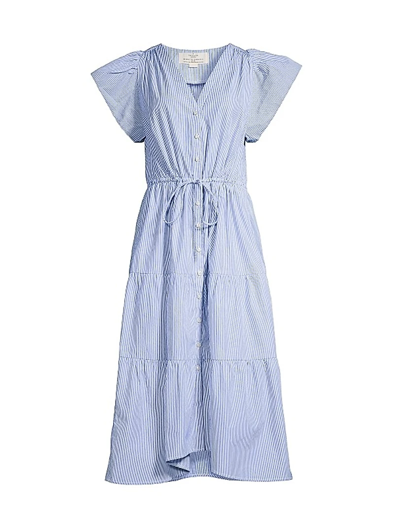 Kristi Striped Tiered Midi-Dress