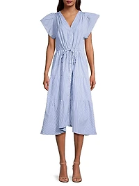 Kristi Striped Tiered Midi-Dress