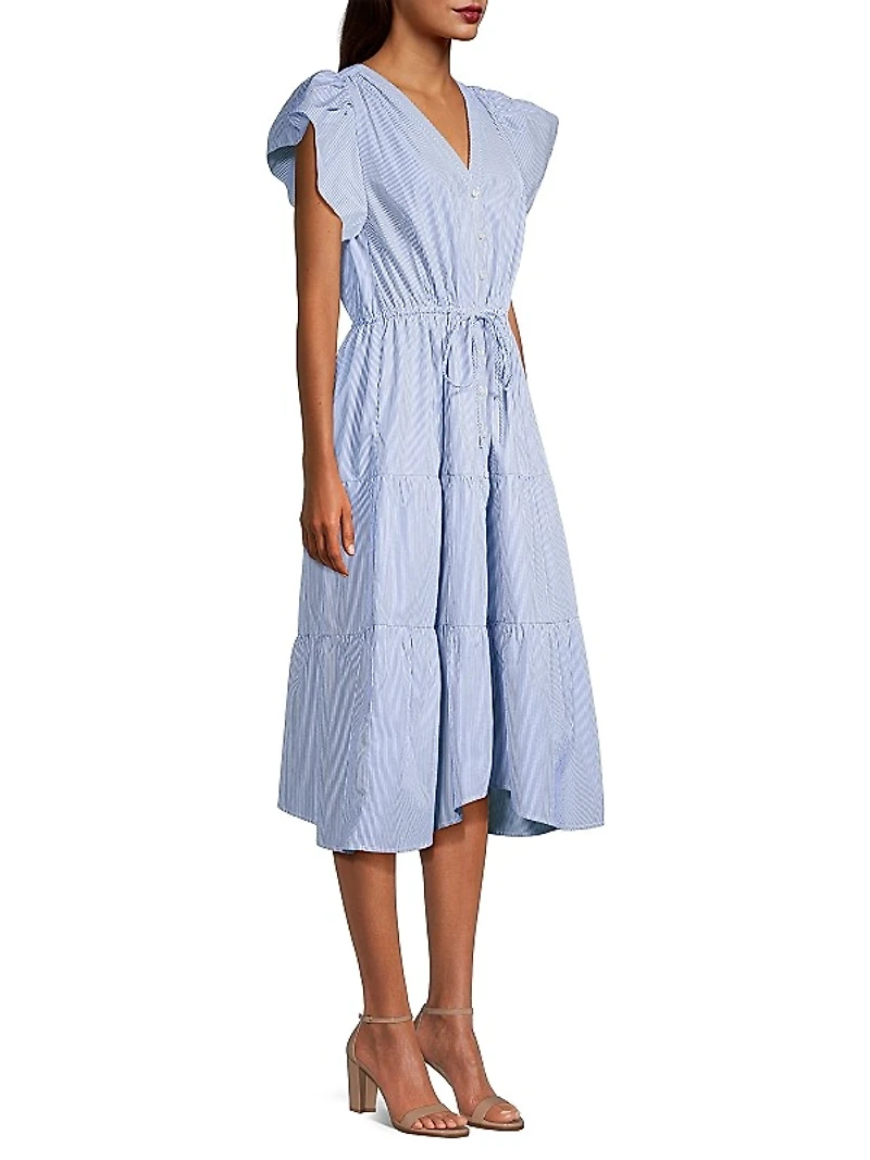Kristi Striped Tiered Midi-Dress