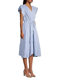 Kristi Striped Tiered Midi-Dress