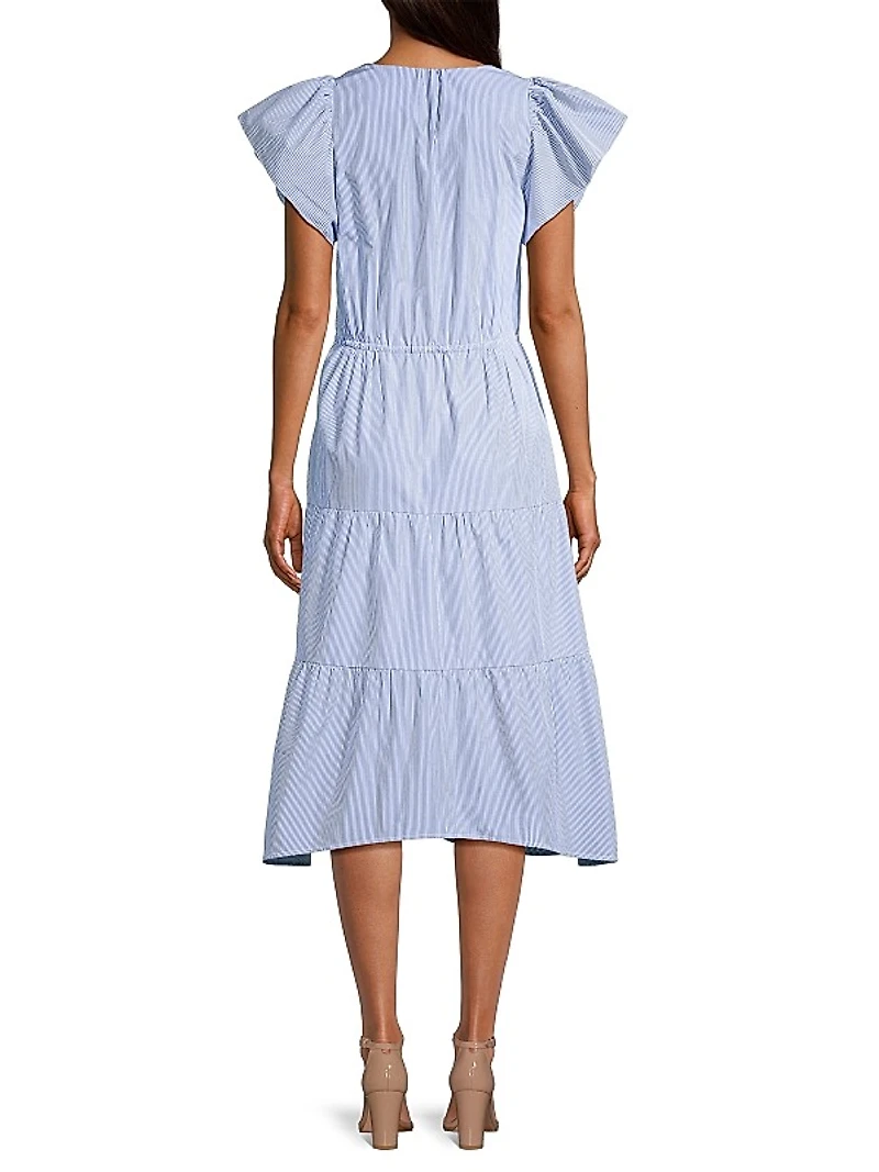 Kristi Striped Tiered Midi-Dress