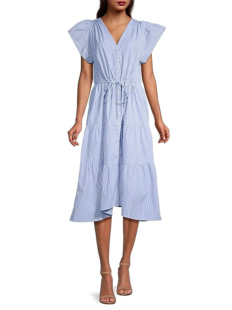 Kristi Striped Tiered Midi-Dress