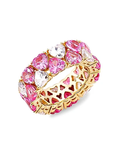 Real Love 18K-Gold-Plated & Cubic Zirconia Heart Ring