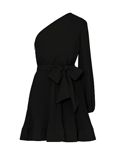Linden Pleated One-Shoulder Minidress