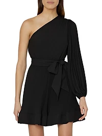 Linden Pleated One-Shoulder Minidress