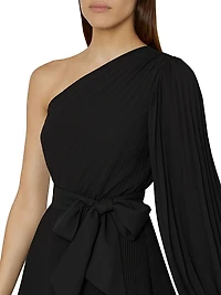 Linden Pleated One-Shoulder Minidress