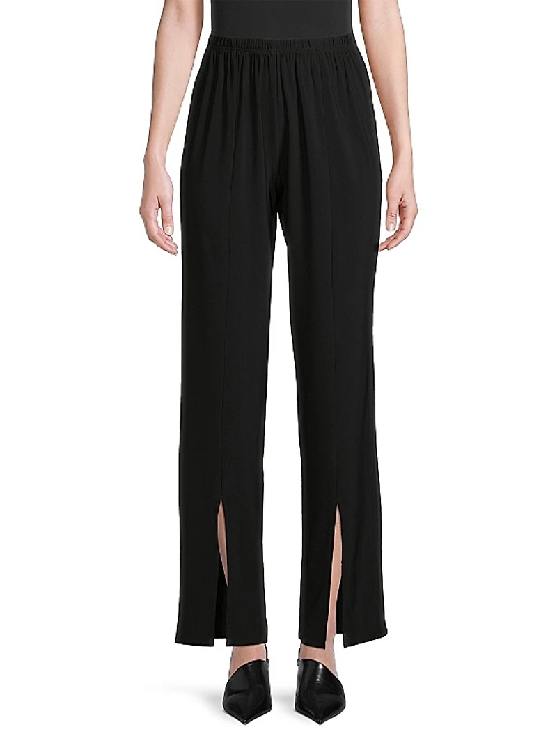 Stretch-Knit Split Hem Pants