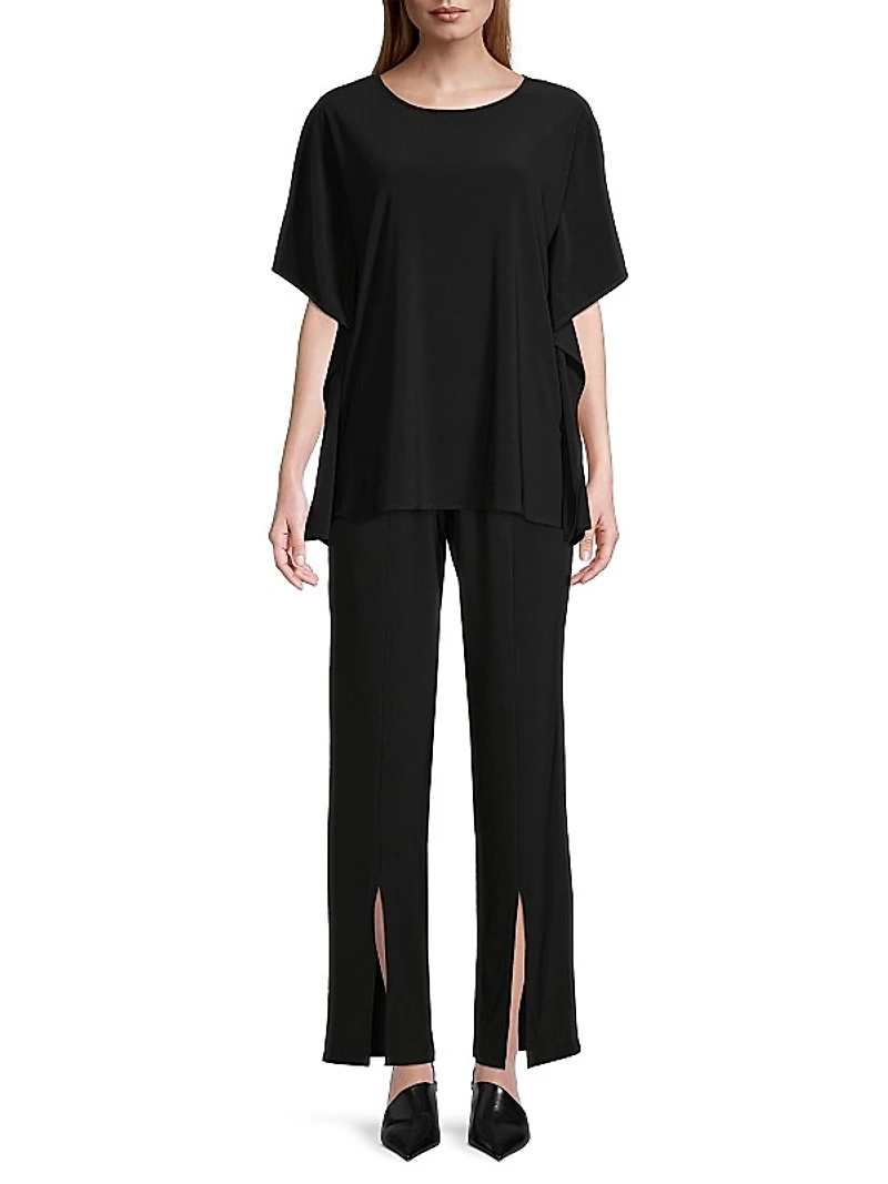 Stretch-Knit Split Hem Pants