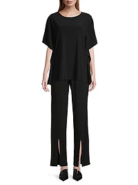 Stretch-Knit Split Hem Pants