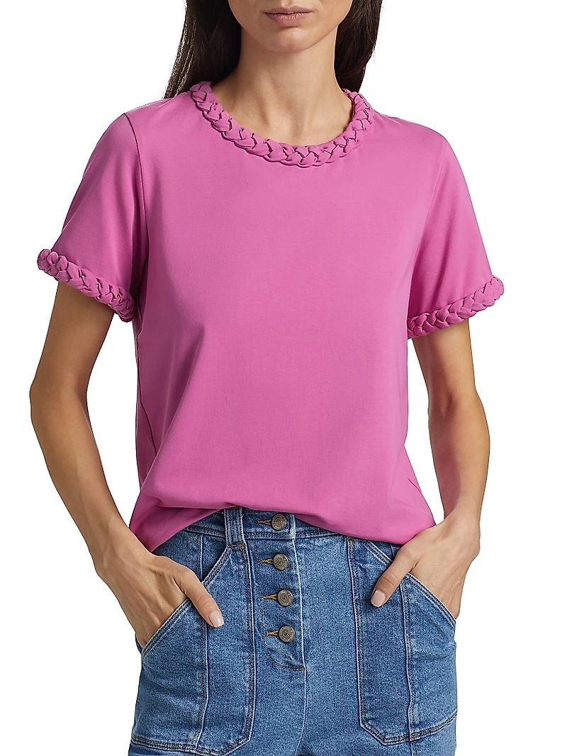 Braided Cotton Pullover Tee