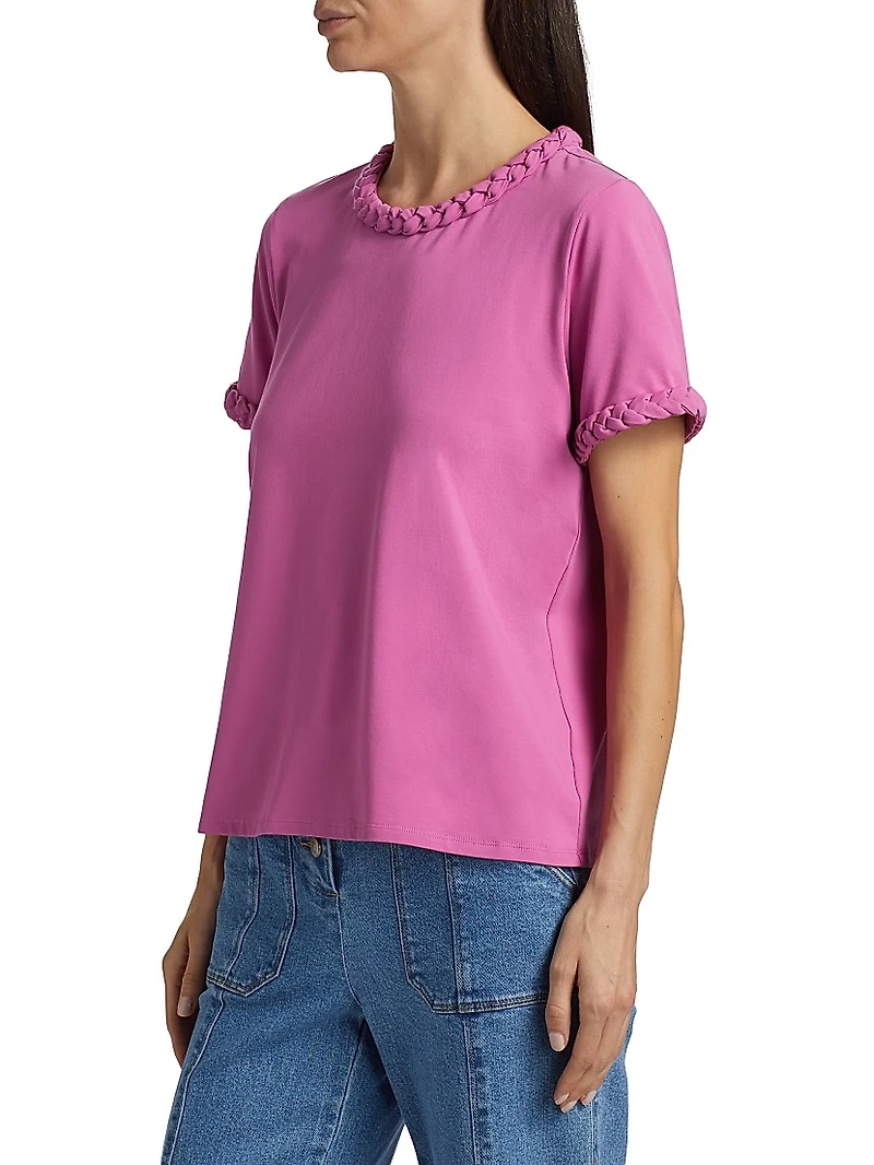 Braided Cotton Pullover Tee