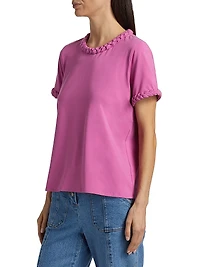 Braided Cotton Pullover Tee