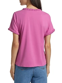 Braided Cotton Pullover Tee