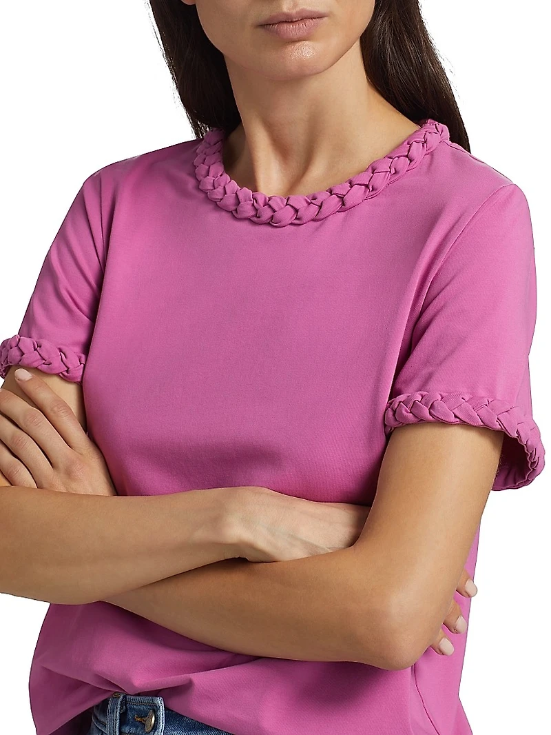 Braided Cotton Pullover Tee