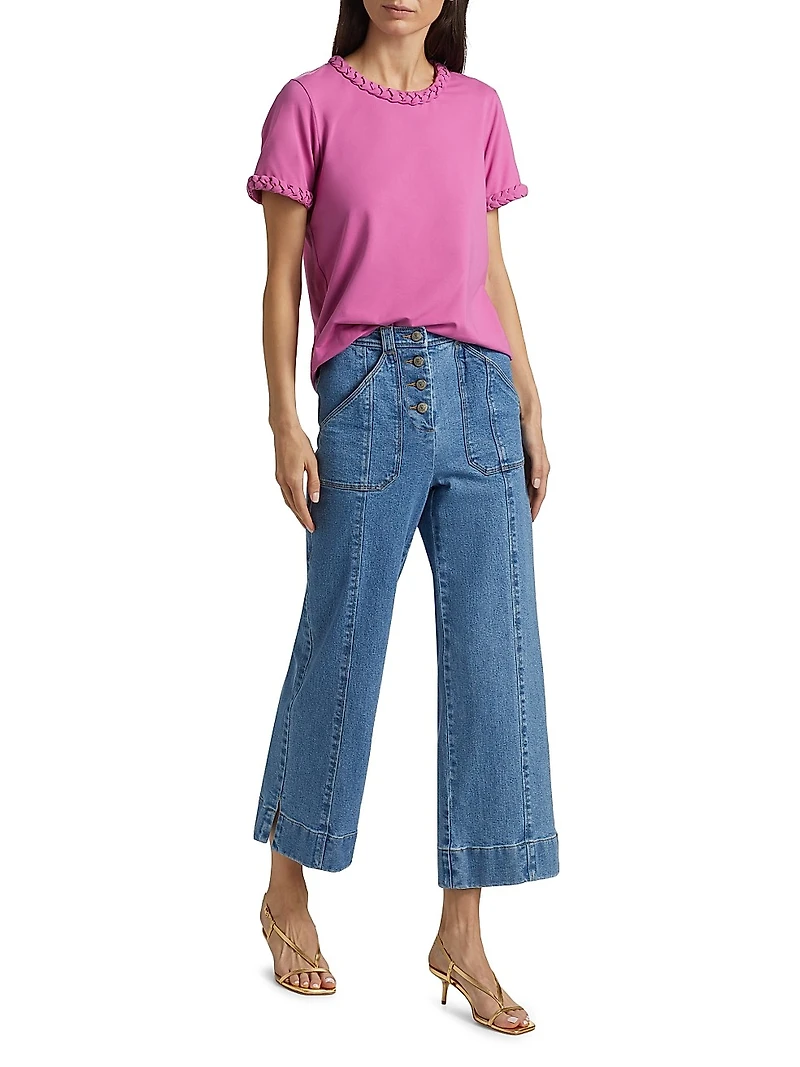 Braided Cotton Pullover Tee