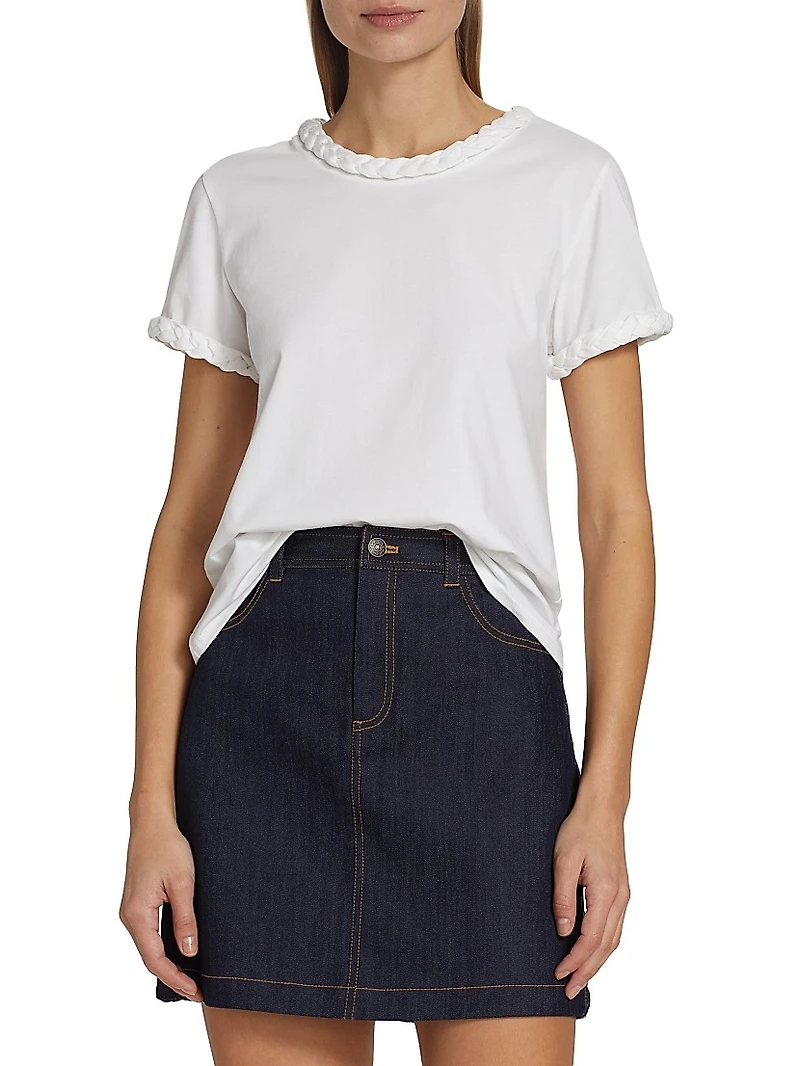 Braided Cotton Pullover Tee