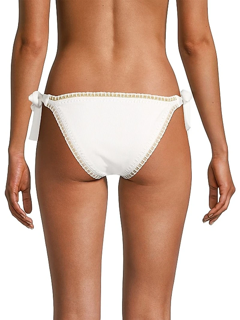 Crochet-Trim Ribbed Bikini Bottom